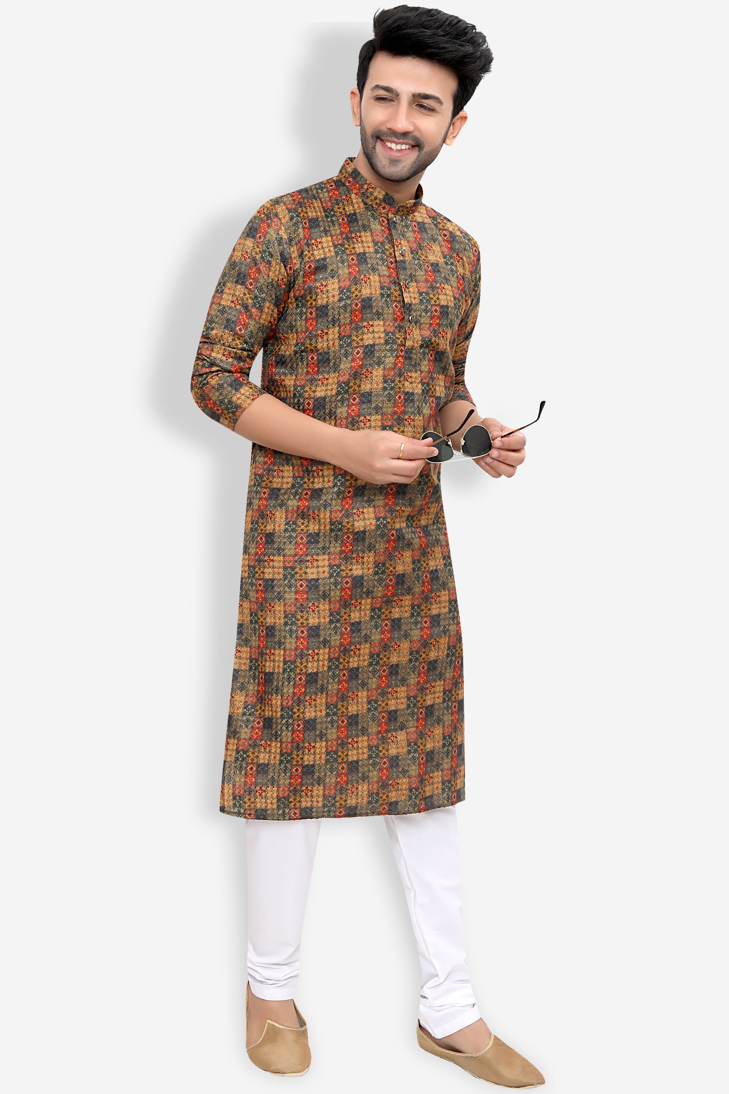 Cotton Kurta for Men - Brown | KPPDCHDG38 | DesiQlo