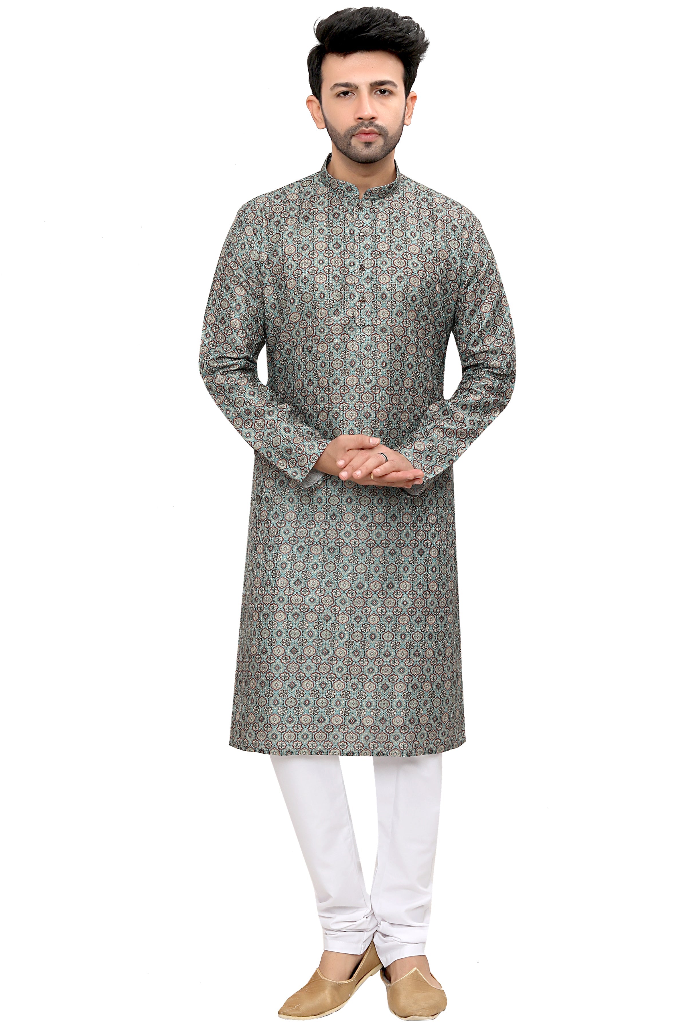 Silk Kurta for Men - Green | KPPDSDGR40 | DesiQlo