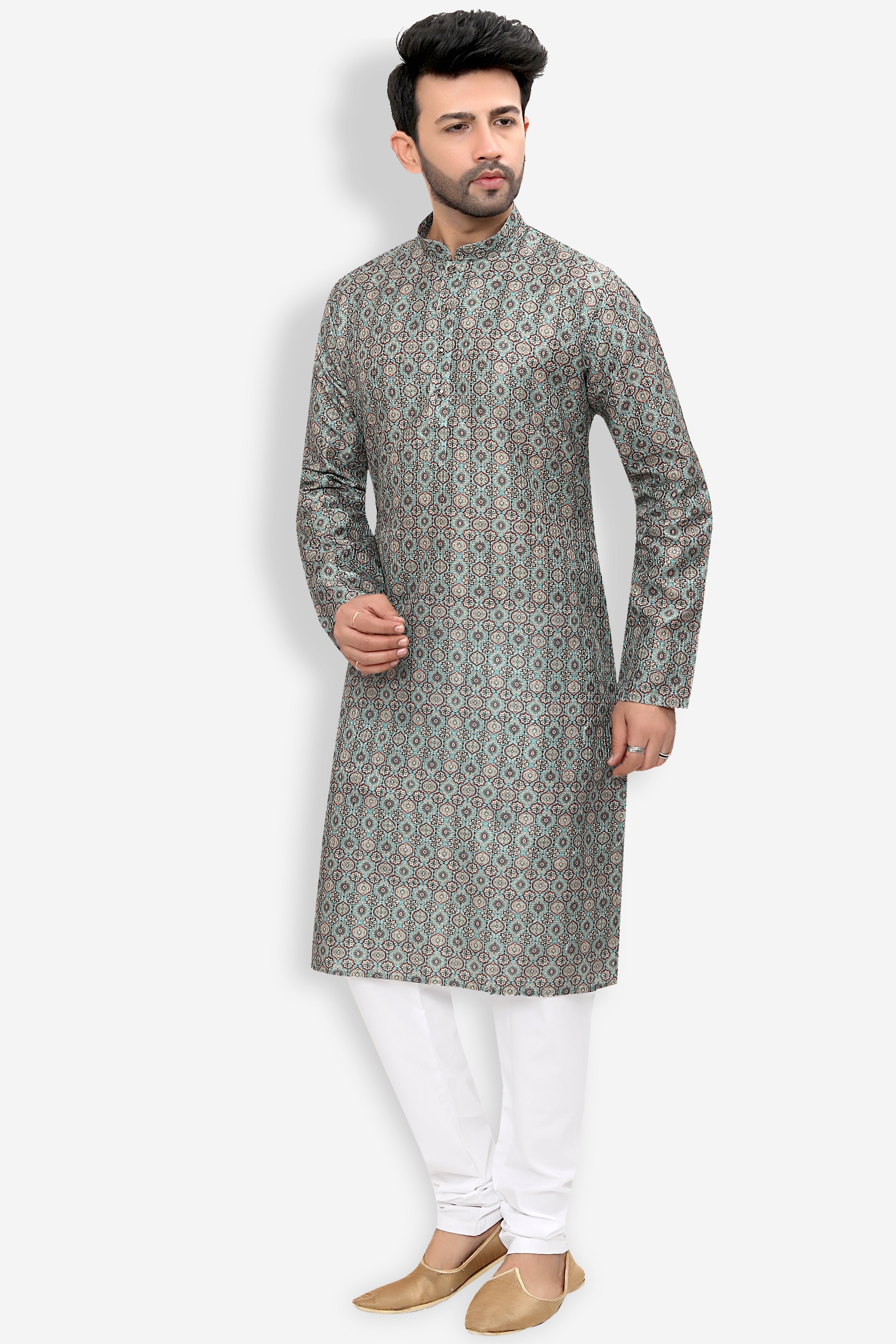 Silk Kurta for Men - Green | KPPDSDGR40 | DesiQlo