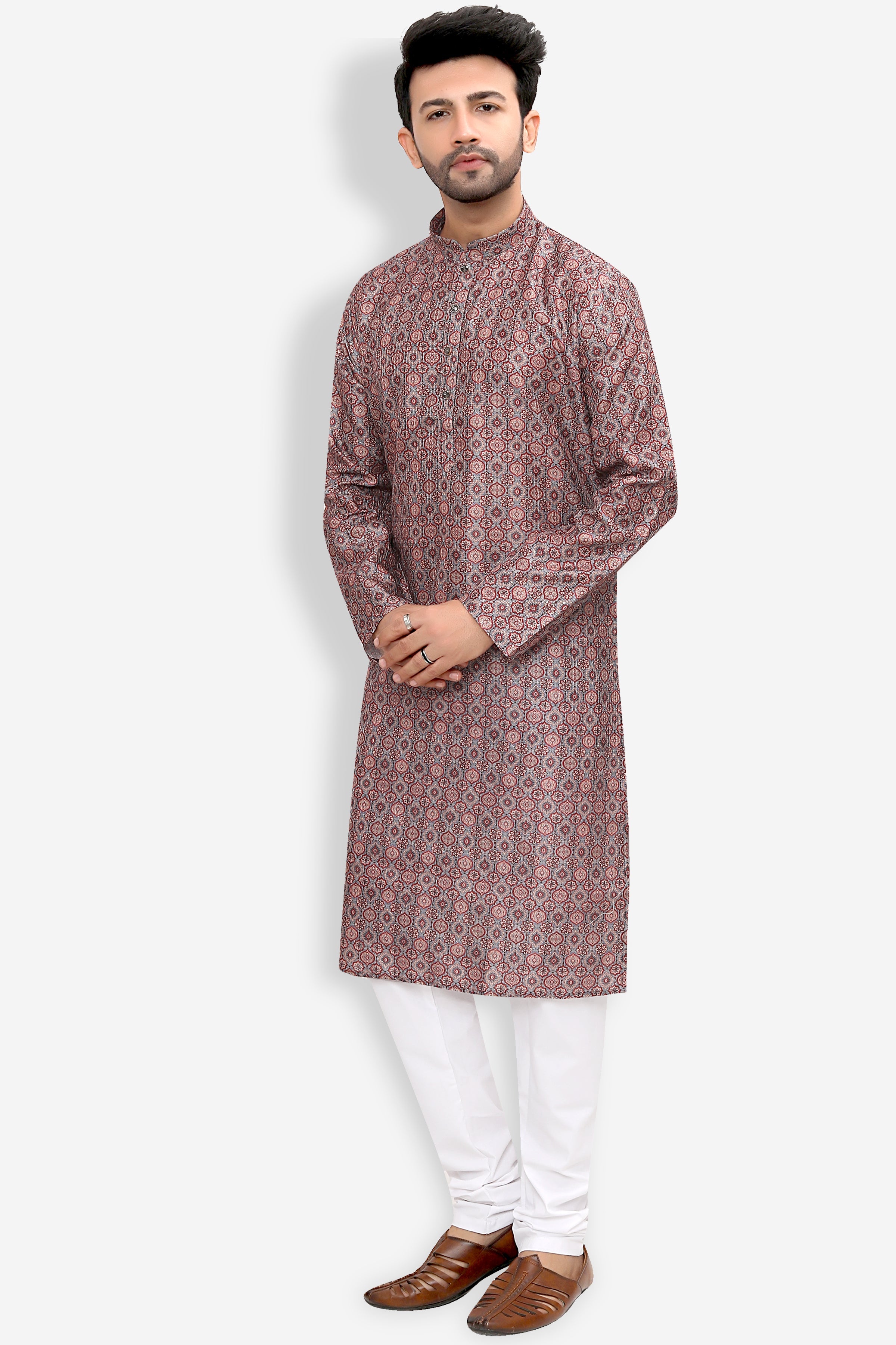 Silk Kurta for Men - Brown | KPPDSDBR40 | DesiQlo