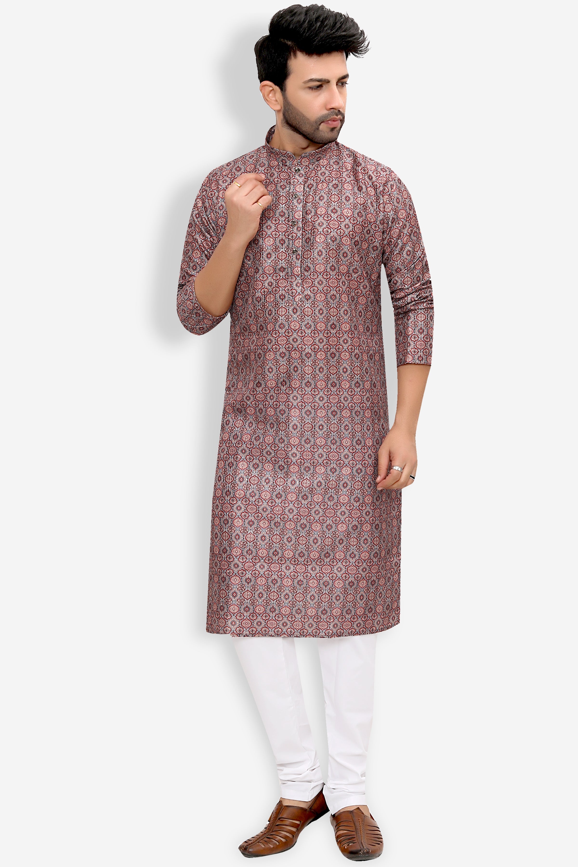 Silk Kurta for Men - Brown | KPPDSDBR40 | DesiQlo