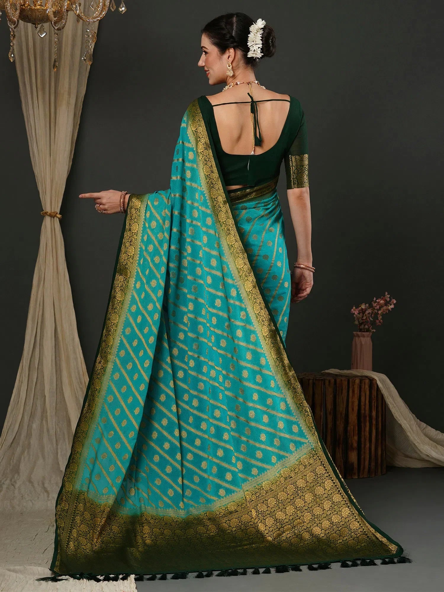 Blue Georgette Saree: Designer Sarees India