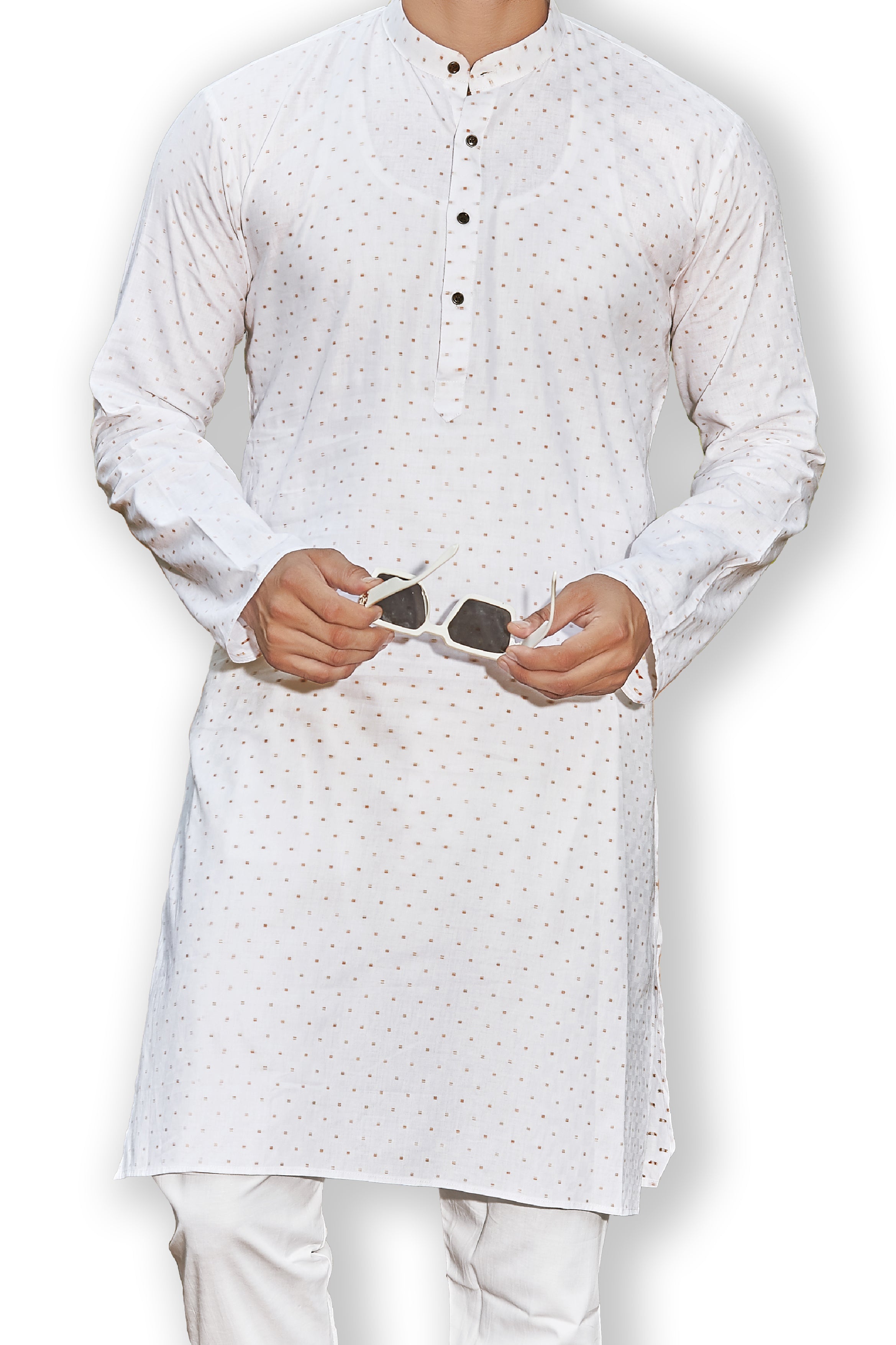 Cotton Kurta for Men - White | KPSSBUTWH3 | DesiQlo