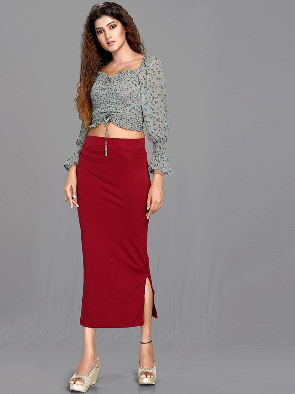 Maroon Cotton Lycra High Rise Saree Shapewear