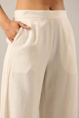 Off White Solid Liva Rayon Pant Palazzo