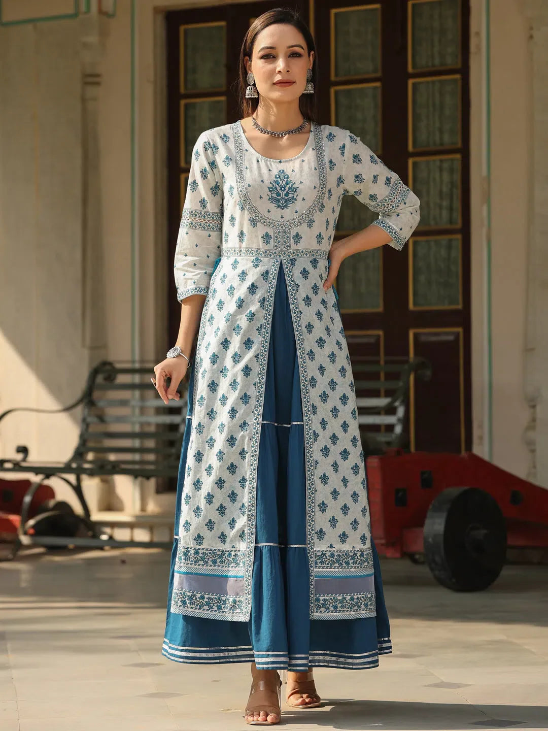 White Cotton Maxi Dress | Block Print Indian Dresses Online White Cotton Maxi Dress | Block Print Indian Dresses Online