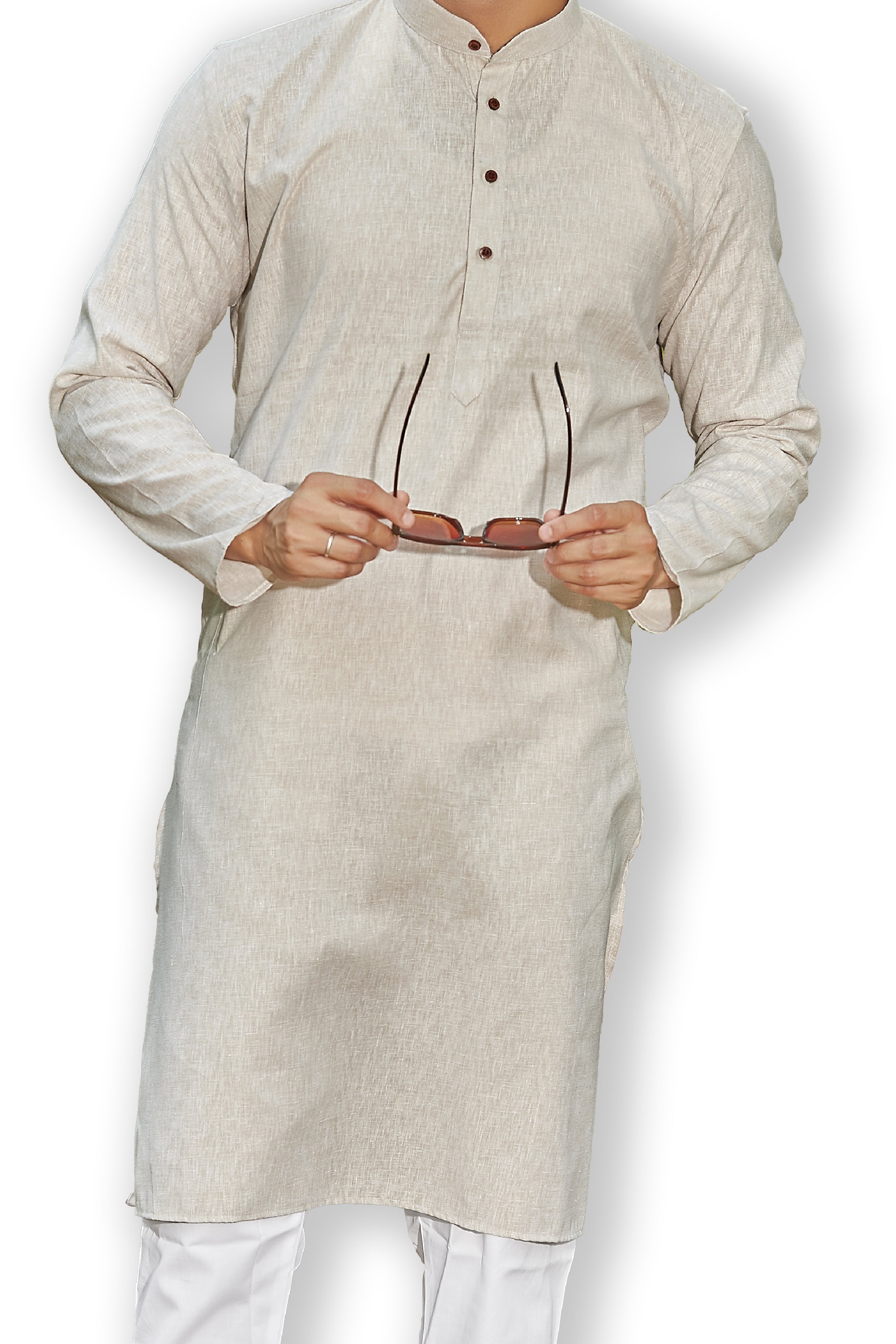 Cotton Kurta for Men - Beige | KPSRLSBE38 | DesiQlo