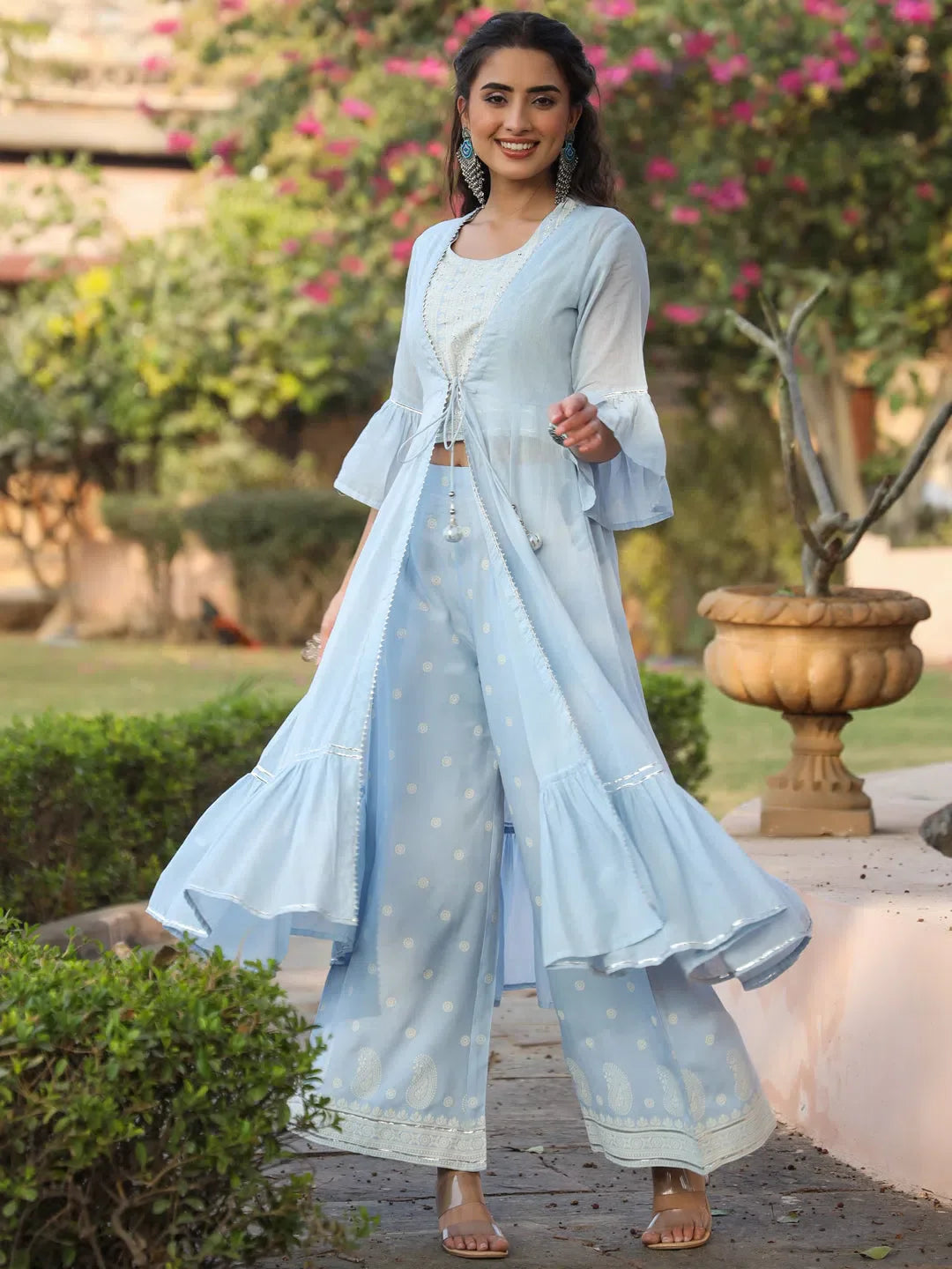 Powder Blue Printed Kurta Sets - Women's Indian Kurta Sets