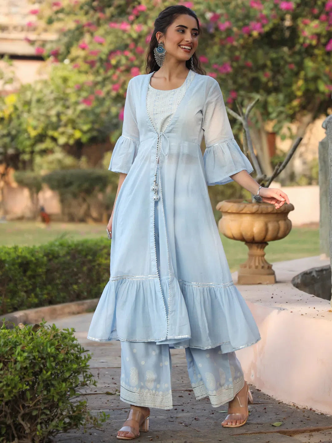 Powder Blue Printed Kurta Sets - Women's Indian Kurta Sets