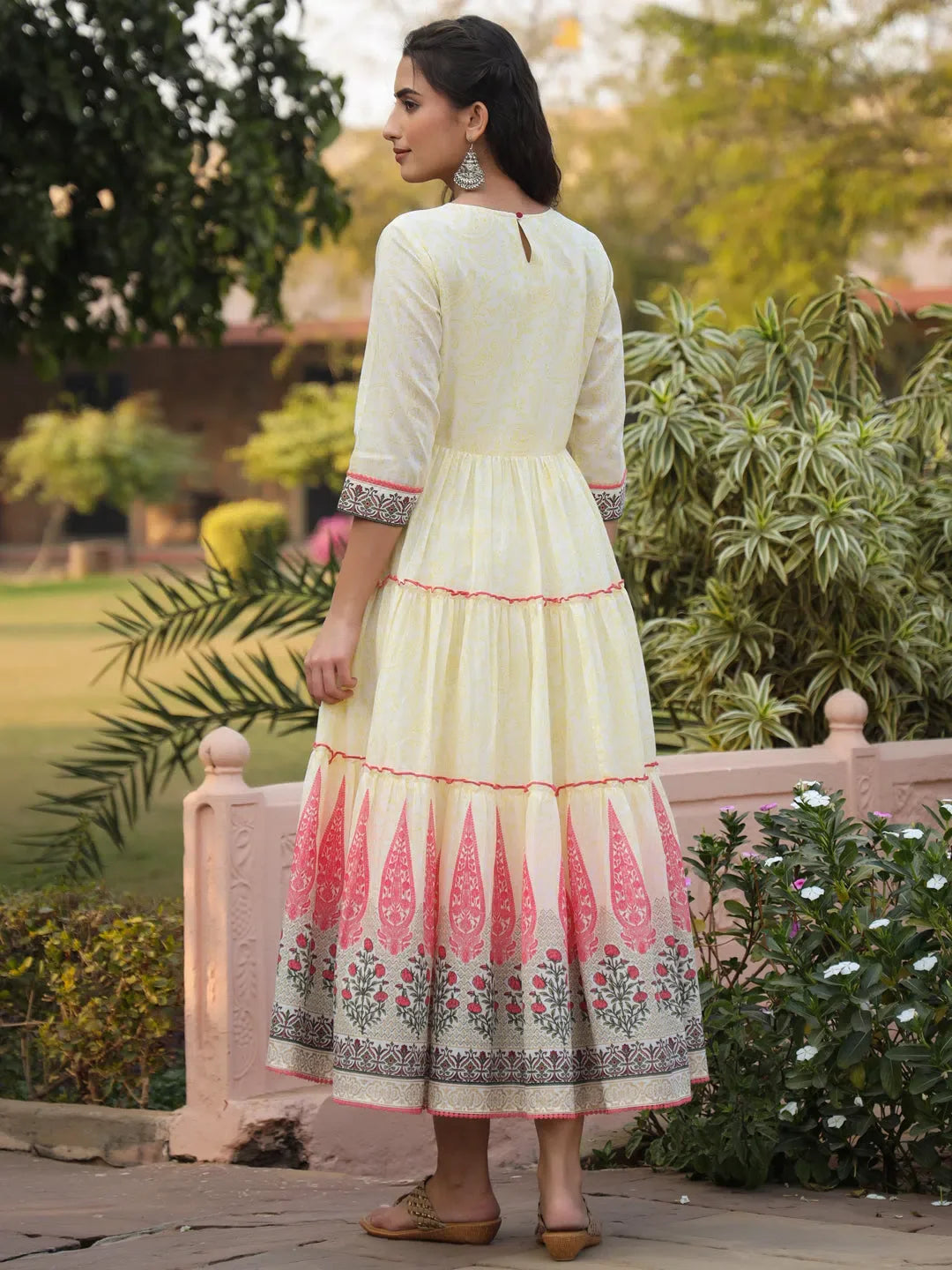 Yellow Printed Cotton Maxi Dress | Indian Cotton Dresses Online Yellow Printed Cotton Maxi Dress | Indian Cotton Dresses Online