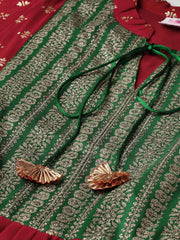 Maroon & Green Printed A-Line Kediya Tunic-AHTUGRFPDS-8016