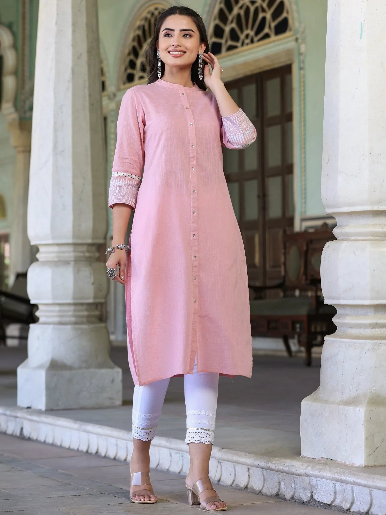 White Cotton Embroidered Kurta - Elegant Indian Kurta Online