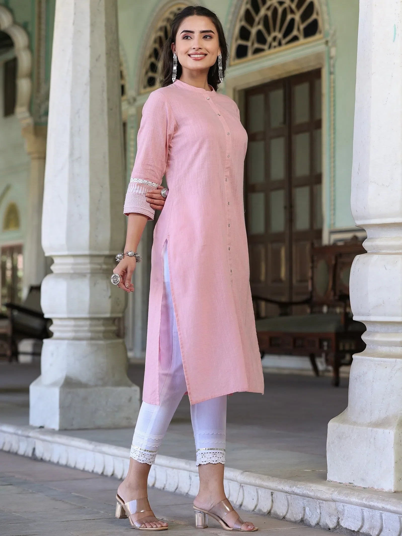 White Cotton Embroidered Kurta - Elegant Indian Kurta Online