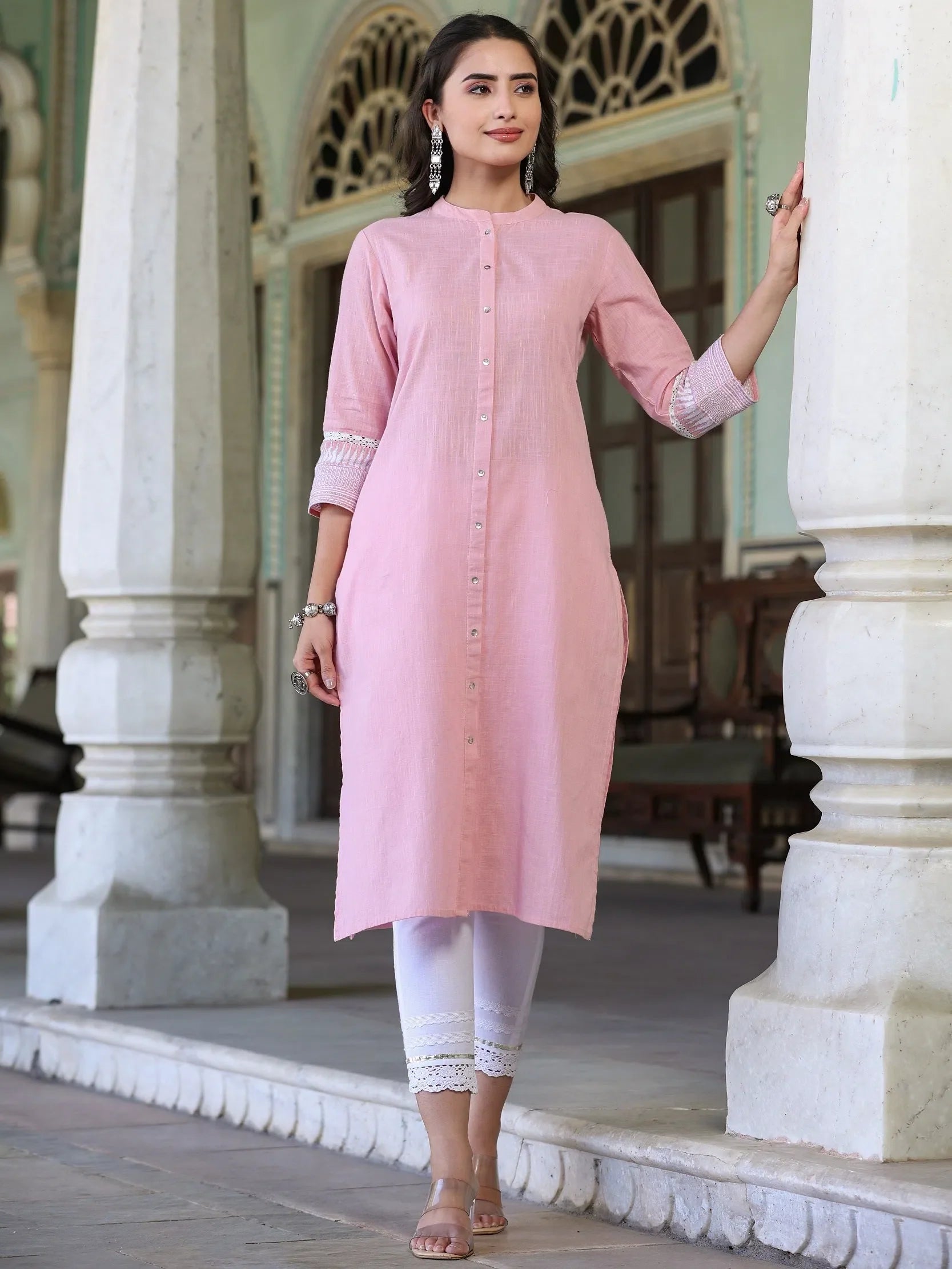 White Cotton Embroidered Kurta - Elegant Indian Kurta Online