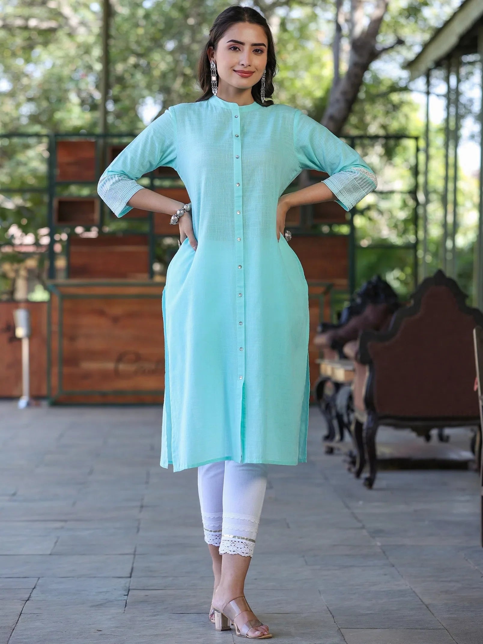 Pink Embroidered Cotton Kurta - Modern Indian Kurta for Women