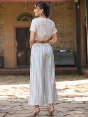 Women Off-White Cotton Flex Printed Clothing Set.