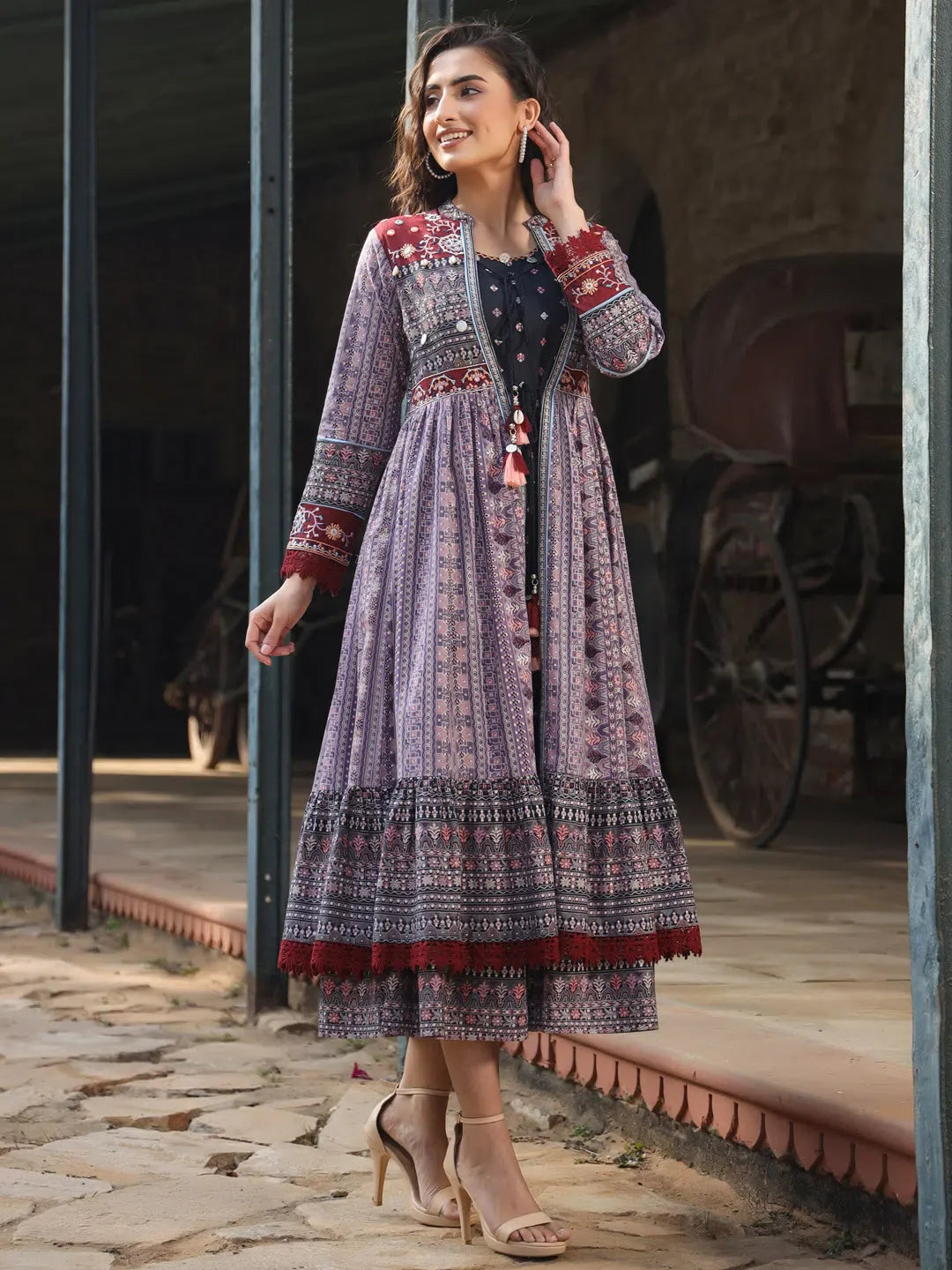 indian print maxi dress Bhoomi | Maxi Dress | Onyx Black Floral - Boho Relaxed Fit Cotton Gauze
