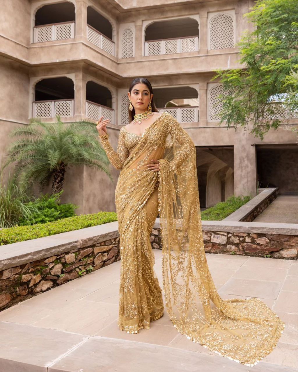 Nylon Saree for Women - Beige | MLWSHSA8942BEI
