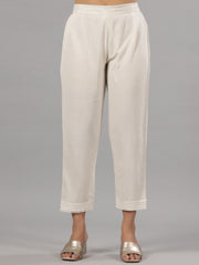 Natural Solid Liva Rayon Pant With Lace