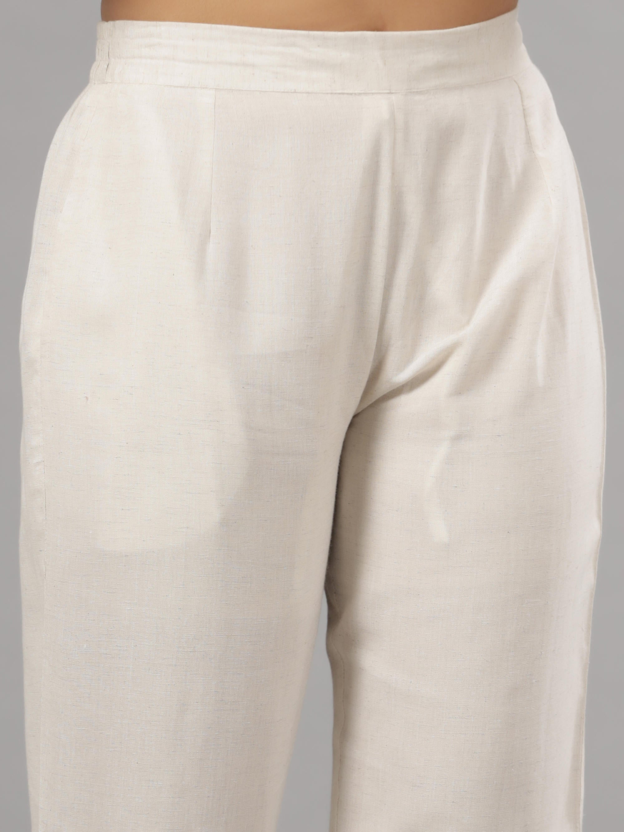 Natural Solid Liva Rayon Pant With Lace | DesiQlo