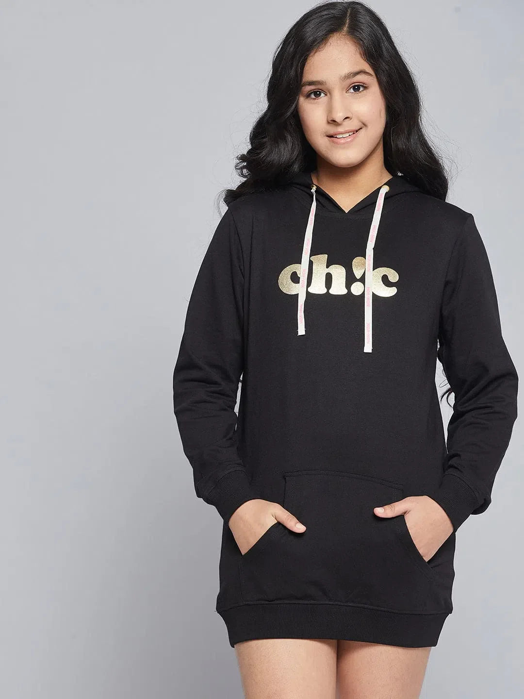 Girls Black Hoodie Sweat Dress: Cute Kids Dresses Online