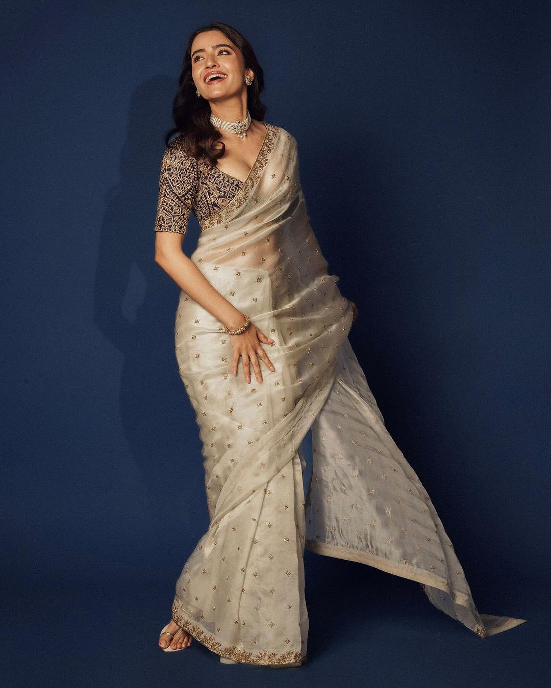Organza Saree for Women - Off White | MLWSHSA8943OFW