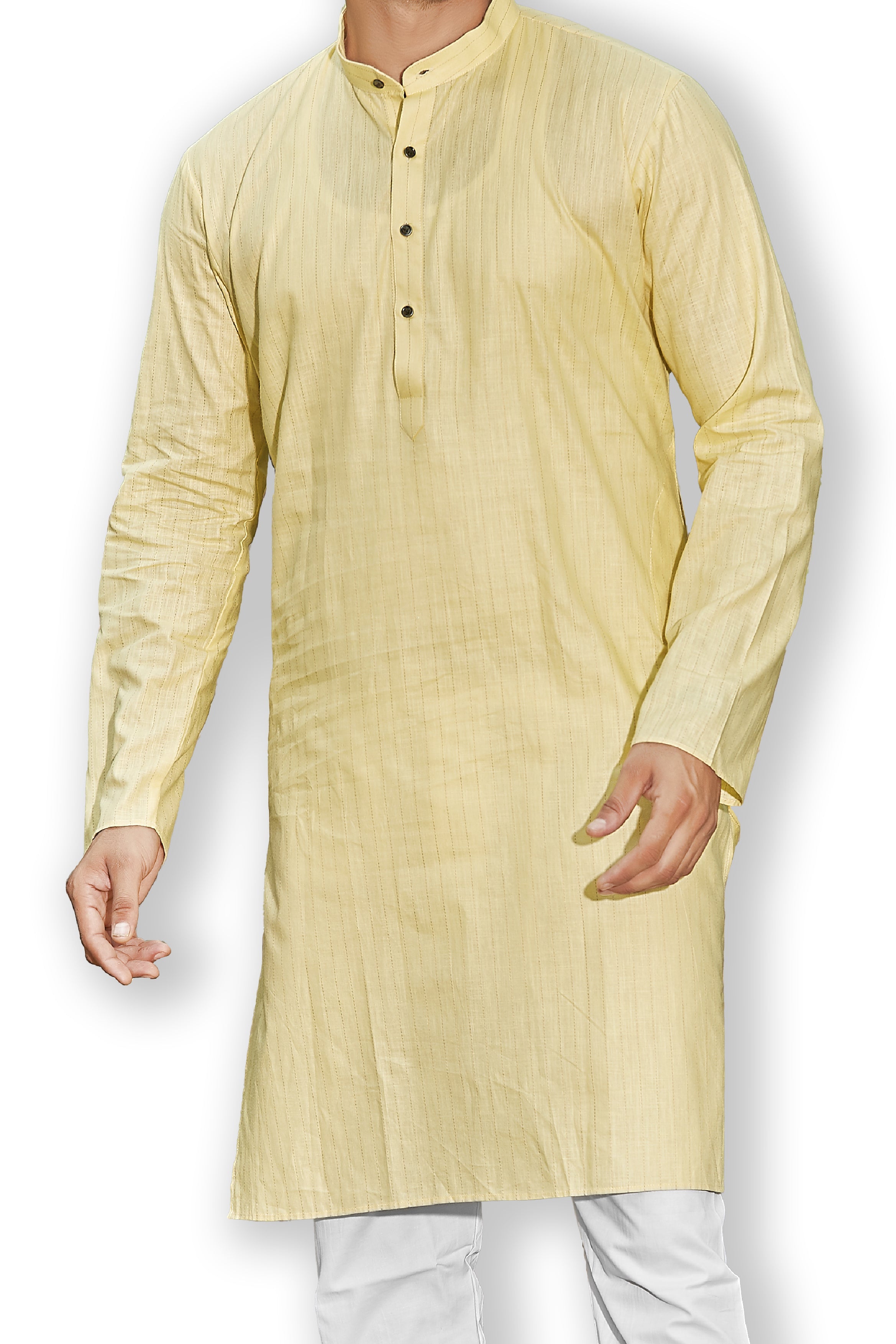 Cotton Kurta for Men - Yellow | KPUCCLMY38 | DesiQlo