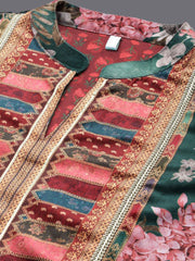 Women Floral Printed Gotta Patti Velvet Kurta-AP-AHKUVLDP-1117