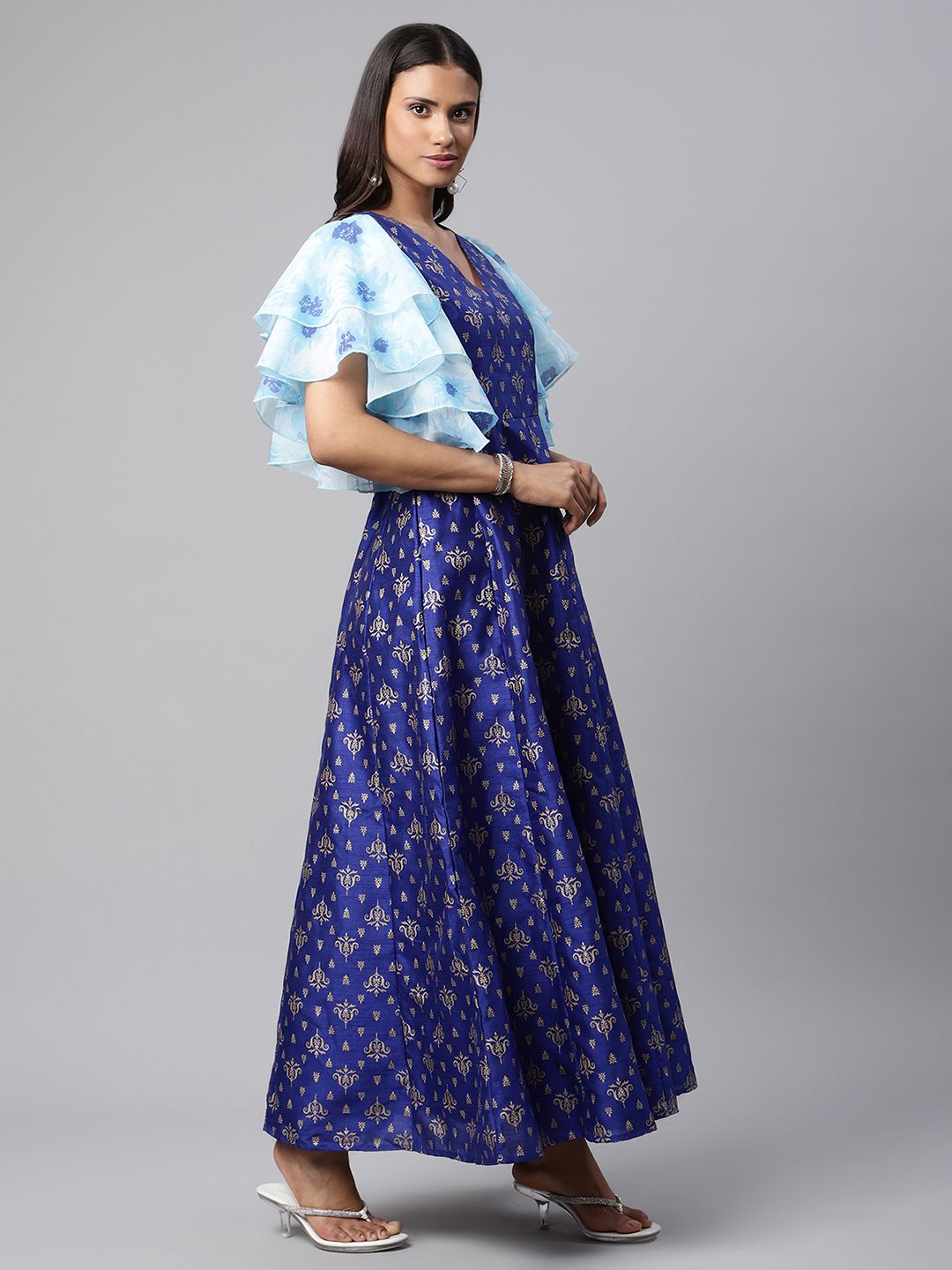 Royal Blue Printed Dress | Indian Dresses Online