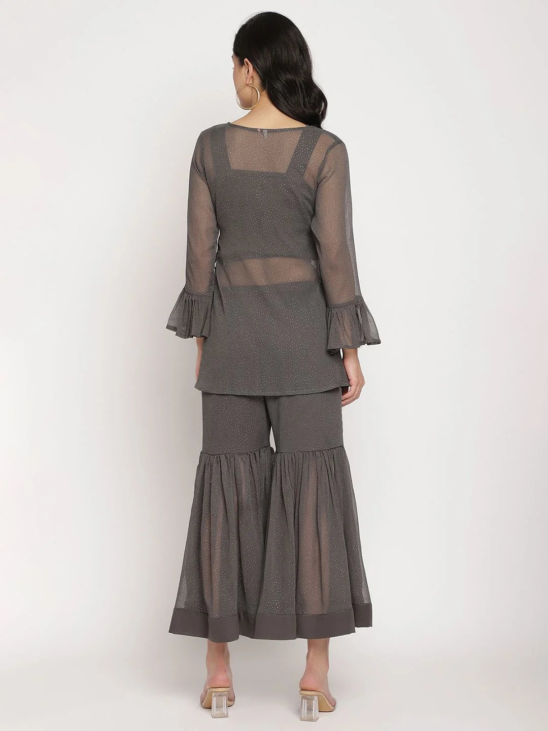 Charcoal Grey Sharara Set - Printed Co Ord Sets Women Online