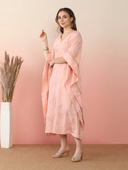Printed Flared Sleeves Floral Kaftan Kurta-AHKFCRFP-6076