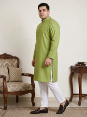 Solid Cotton Kurta Set for Men ( JOKP P 5144Olive  )