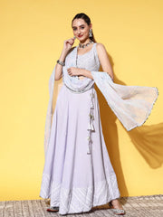 Blue & White Printed Ready to Wear Lehenga & Blouse With Dupatta-AHTPDUSK-COMBO-547-FF