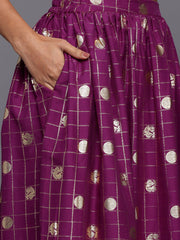 Women Checked A-Line Maxi Skirt-AHSKCNFP-15039