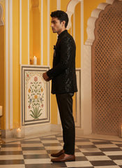 Men’s Embroidered Indo-Western Set ( 50JIND 132Black S )