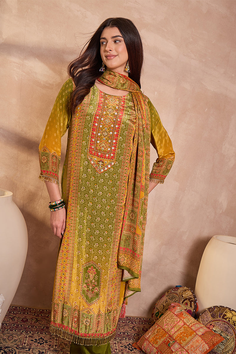 Pink Viscose Rayon Embroidered Kurta Trouser With Dupatta HPKSKD2786