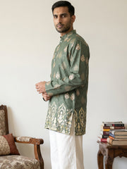 Men's Cotton Blend Printed Kurta ( 65KO 5590Olive ) [FF] [D-1]