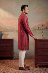 Maroon Jacquard Woven Design Straight Kurta MKU2342