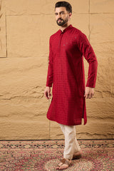 Maroon Rayon Blend Solid Embroidered Straight Kurta MKU1213