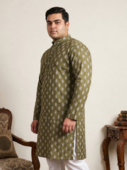 Floral Printed Kurta for Men ( KO 650Olive  )