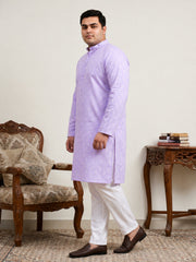 Floral Printed Kurta with Pyjama for Men ( JOKP 650Purple  )