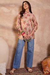 Pink Silk Blend Floral Printed Top VT1433