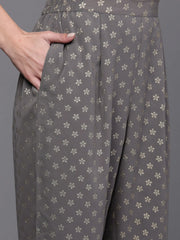 Women Ethnic Motifs Printed Pleated Sequinned Kurta with Trousers-AHKUPT-COMBO-911