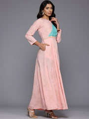 Floral Printed Boat Neck Layered Maxi Gown-AHEDCRFP-243