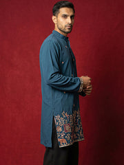 Japanese Fabric Embroidered Kurta ( 65KO 5597Peacock ) [FF] [A-1-2-3-4]