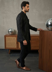 Men’s Premium Embroidered Indo-Western Set ( 50JIND 128Black S )