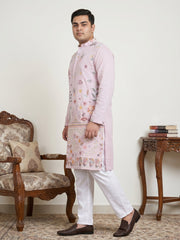 Floral Embroidered and Sequins Kurta Set ( JOKP P 5140Purple  )