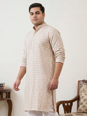 Sequin Embroidered Pure Cotton Kurta ( KO 5005Beige  )