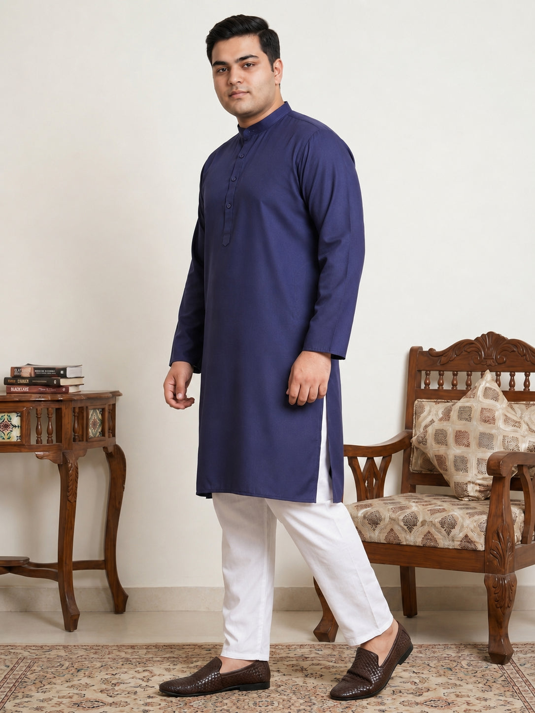 DesiQlo Men Solid Kurta Pyjama Set - Blue