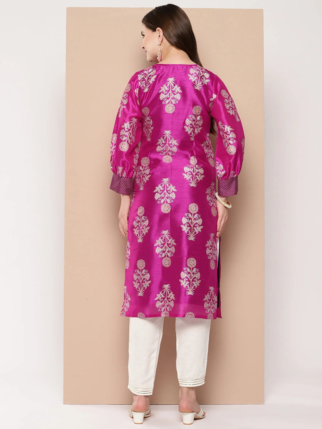 Pink & Gold Print Kurta | Women's Indian Kurtis | Stylish